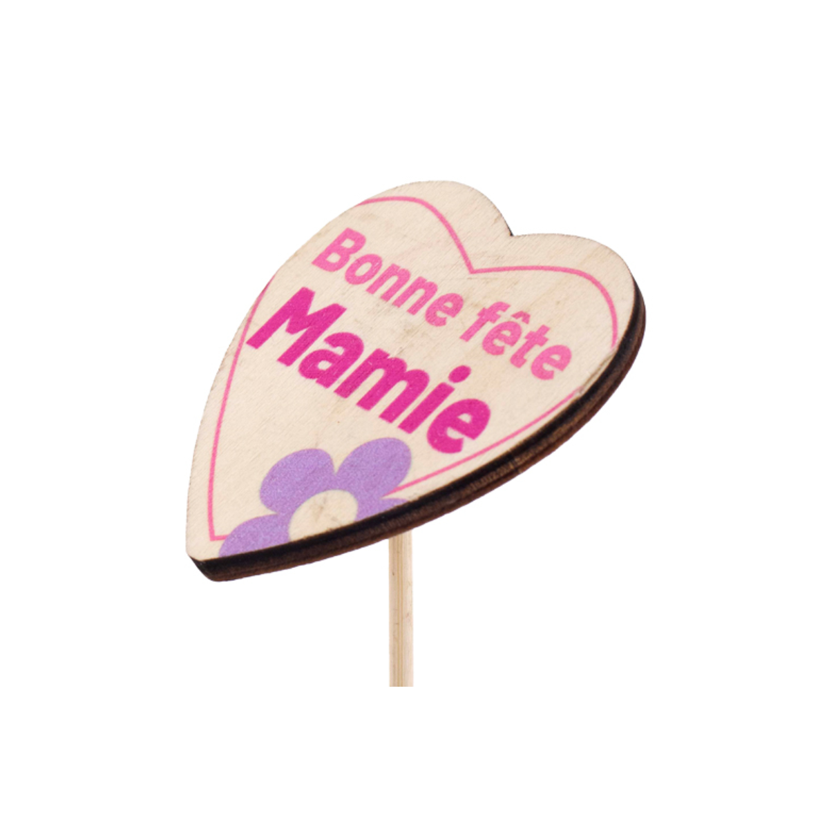 Bonne Fete Mamie Heart Pick - 6x5cm - Packed by 25